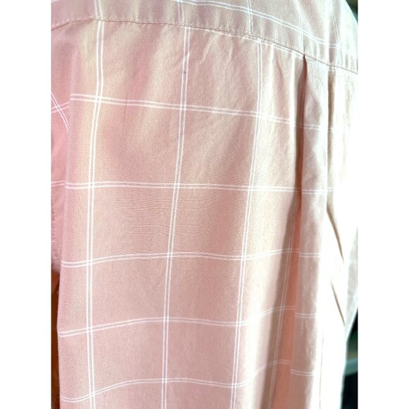 Garnet Hill Shirt Top Blouse Size 12 Window Pane Plaid Peach White EUC Organic C - Picture 5 of 8
